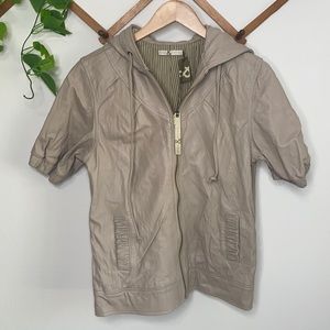 NWT Mike & Chris short sleeve hooded leather jacket Large